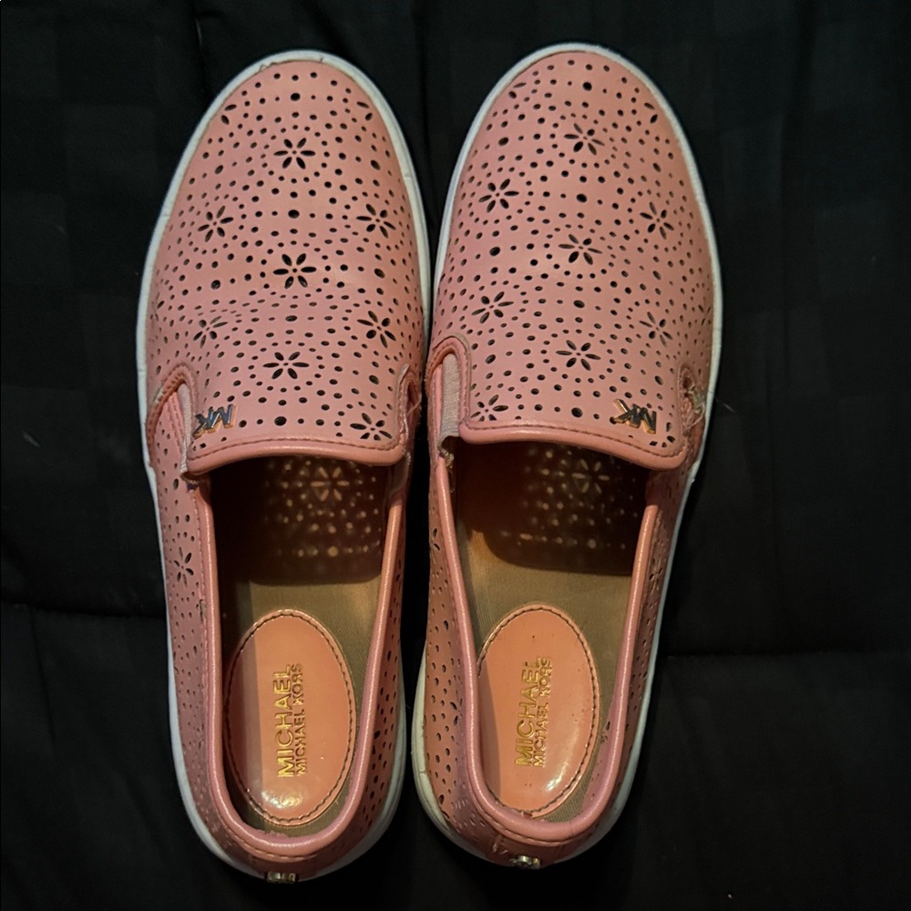 Michael Kors Pink Perforated Slip-On Sneakers
